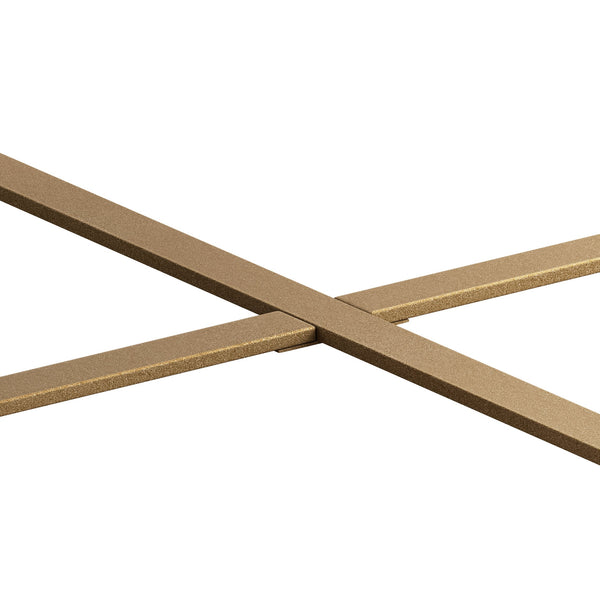 English Elm 33.86"Modern Retro Splicing Round Coffee Table with Fir Wood Top & Gold Cross Legs—Stylish Storage W757127348