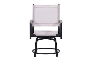 English Elm 7 Piece Patio Set - Weather-Resistant WPC Table, 4 Swivel Textilene Chairs, Rust-Proof Steel Frame, Comfort W427S00070