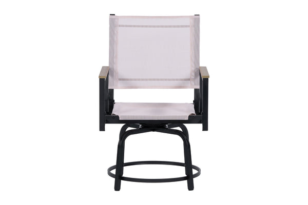 English Elm 7 Piece Patio Set - Weather-Resistant WPC Table, 4 Swivel Textilene Chairs, Rust-Proof Steel Frame, Comfort W427S00070