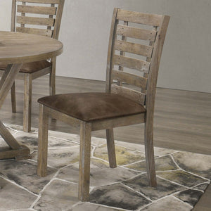 English Elm Set of 2 Ladderback Solid Wood Dining Chairs Weathered Farmhouse Kitchen Seating W2537P369841