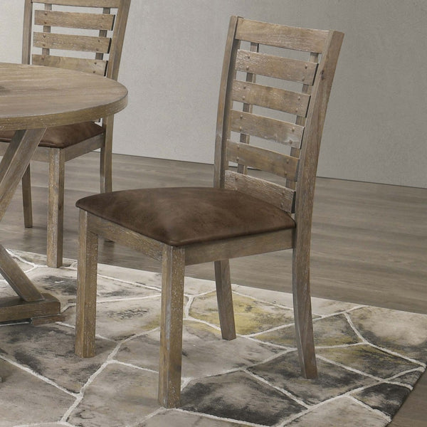 English Elm Set of 2 Ladderback Solid Wood Dining Chairs Weathered Farmhouse Kitchen Seating W2537P369841