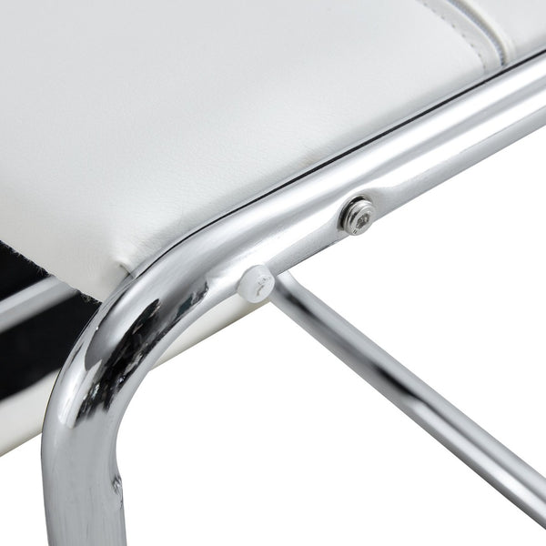 English Elm 2-pack Black Pu Leather Dining Chairs with Angled Silver Metal Legs Modern Set White+Silver W1151P303599