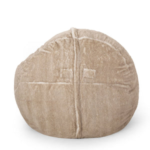 English Elm Vida Plush 5ft Rounded Faux Fur Bean Bag - Snow White/Beige, Removable Washable Cover, FoamFilled Comfort B181P163002