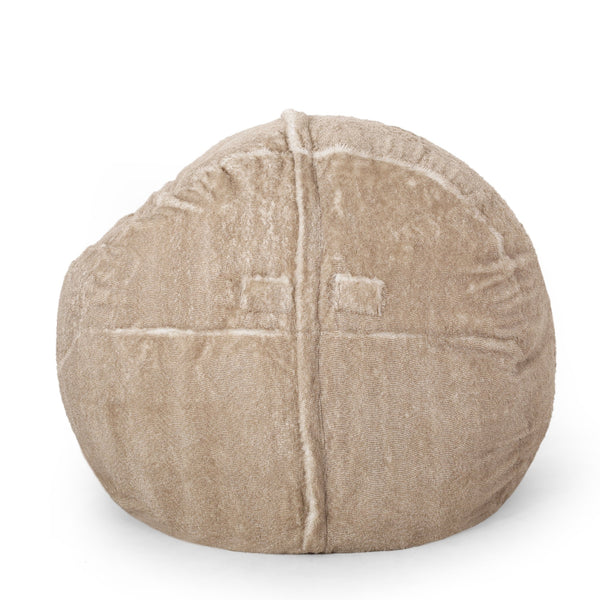 English Elm Vida Plush 5ft Rounded Faux Fur Bean Bag - Snow White/Beige, Removable Washable Cover, FoamFilled Comfort B181P163002