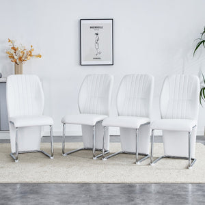 English Elm 2-pack Black Pu Leather Dining Chairs with Angled Silver Metal Legs Modern Set White+Silver W1151P303599