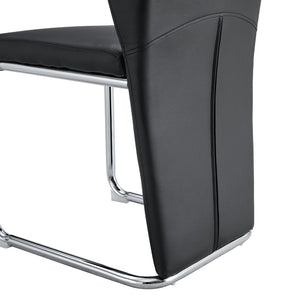 English Elm 2-pack Black Pu Leather Dining Chairs with Angled Silver Metal Legs Modern Set Black+Silver W1151P303600