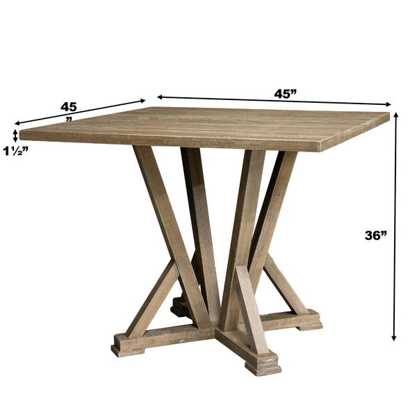 English Elm Modern Farmhouse Square Counter Table - 48" Solid Rubberwood With Rustic Gray Finish, Seats 4 Comfortably W2537P168478