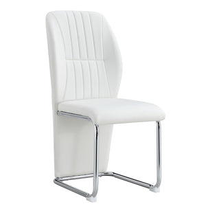 English Elm 2-pack Black Pu Leather Dining Chairs with Angled Silver Metal Legs Modern Set White+Silver W1151P303599