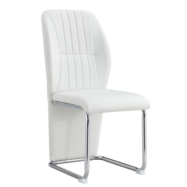 English Elm 2-pack Black Pu Leather Dining Chairs with Angled Silver Metal Legs Modern Set White+Silver W1151P303599