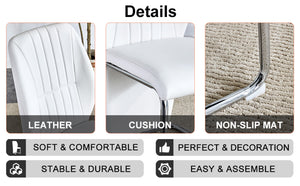 English Elm 2-pack Black Pu Leather Dining Chairs with Angled Silver Metal Legs Modern Set White+Silver W1151P303599