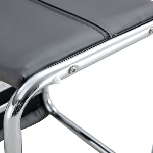 English Elm 2-pack Black Pu Leather Dining Chairs with Angled Silver Metal Legs Modern Set Dark Gray W1151P303601