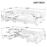 English Elm U-Style 163''Modular Sectional Sofa,With Ottoman L Shaped Corner Sectional For Living Room,,Office, Apartment (6-Seater)