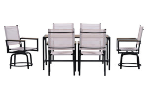 English Elm 7 Piece Patio Set - Weather-Resistant WPC Table, 4 Swivel Textilene Chairs, Rust-Proof Steel Frame, Comfort W427S00070