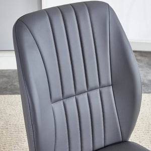 English Elm 2-pack Black Pu Leather Dining Chairs with Angled Silver Metal Legs Modern Set Dark Gray W1151P303601