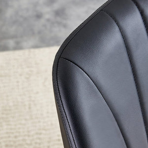 English Elm 2-pack Black Pu Leather Dining Chairs with Angled Silver Metal Legs Modern Set Black+Silver W1151P303600