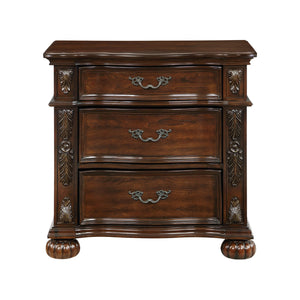 English Elm Classic Adelina Nightstand 3-Drawer Cherry Finish with Carved Acanthus Details & Bun Feet, 32"H B011P168484