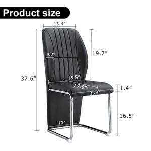 English Elm 2-pack Black Pu Leather Dining Chairs with Angled Silver Metal Legs Modern Set Black+Silver W1151P303600