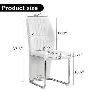 English Elm 2-pack Black Pu Leather Dining Chairs with Angled Silver Metal Legs Modern Set White+Silver W1151P303599