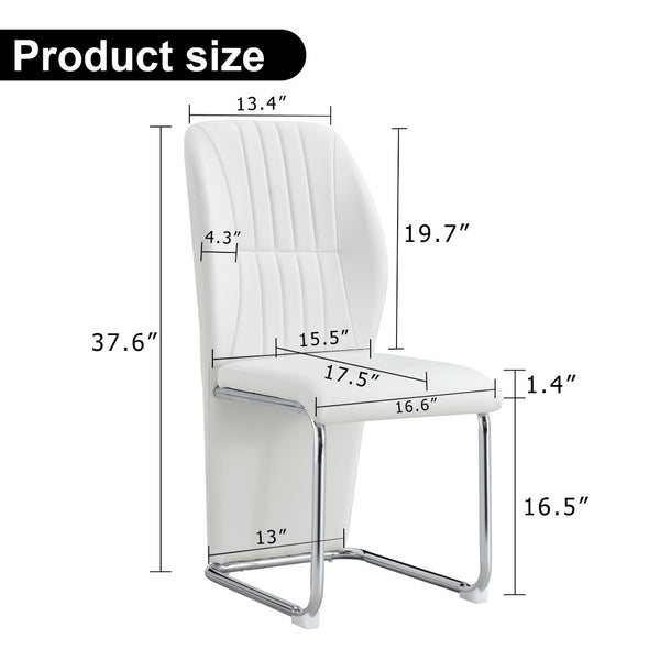 English Elm 2-pack Black Pu Leather Dining Chairs with Angled Silver Metal Legs Modern Set White+Silver W1151P303599