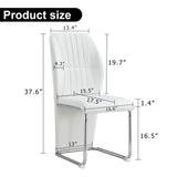 English Elm Set Of 4 Dining Chairs, White Dining Chair Set, Pu Material High Backrest Seats and Sturdy Leg Chairs, Suitable For Restaurants, Kitchens, Living Rooms