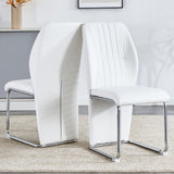 English Elm Set Of 4 Dining Chairs, White Dining Chair Set, Pu Material High Backrest Seats and Sturdy Leg Chairs, Suitable For Restaurants, Kitchens, Living Rooms