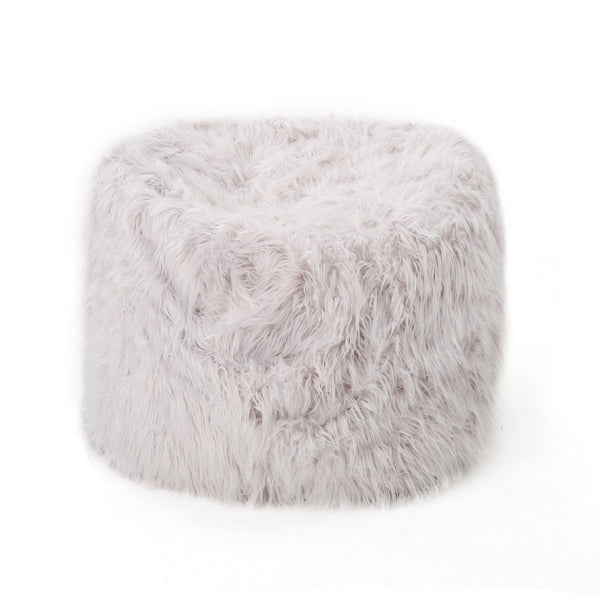 English Elm Mahin Plush 5-Foot Rounded Faux Fur Bean Bag Chair with Removable Washable Cover, Cozy Comfort and Durable Foam Filling Lavender B181P163006
