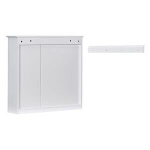 English Elm 30'' Modern Bathroom Vanity with Integrated Mirror Cabinet, Ceramic Sink, 3 Drawers & Ample Storage White SW000126AAK-1