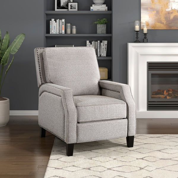 English Elm Push Push Back Reclining Chair Coconut Chenille with Nailhead Trim Transitional Comfort 30x38x39-inch Recliner B011P168463