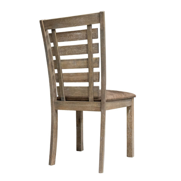 English Elm Set of 2 Ladderback Solid Wood Dining Chairs Weathered Farmhouse Kitchen Seating W2537P369841