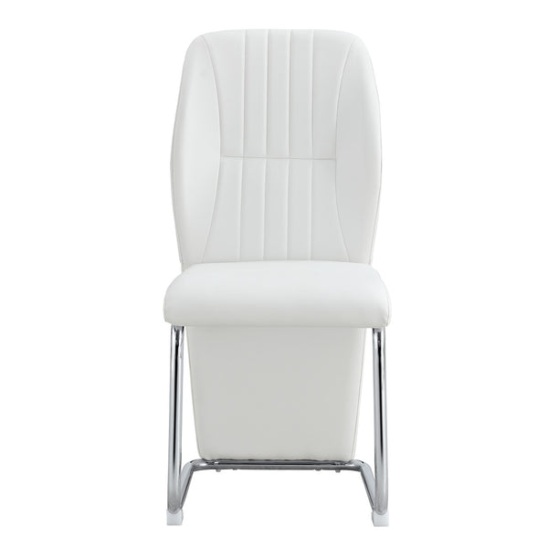 English Elm 2-pack Black Pu Leather Dining Chairs with Angled Silver Metal Legs Modern Set White+Silver W1151P303599