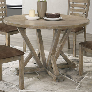English Elm Modern Farmhouse Round Dining Table - 45.7" Solid Rubberwood, Rustic Gray Finish For 4-6 Seats W2537P168454