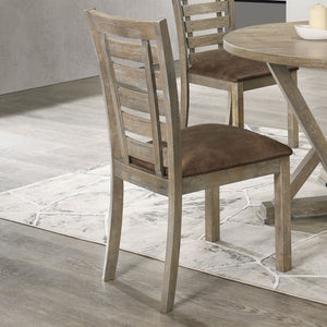 English Elm Set of 2 Ladderback Solid Wood Dining Chairs Weathered Farmhouse Kitchen Seating W2537P369841