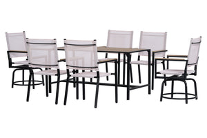 English Elm 7 Piece Patio Set - Weather-Resistant WPC Table, 4 Swivel Textilene Chairs, Rust-Proof Steel Frame, Comfort W427S00070