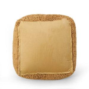 English Elm Spongy Microfiber Square Pouf with Plush Chenille Feel, 20" Cozy Seat, Polystyrene Fill, Durable Yellow B181P162882