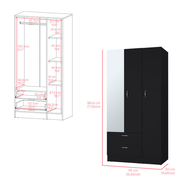English Elm Armoire Haddam Black - Engineered Wood Bedroom Storage with Spacious 20.5" Drawers, Easy Assembly and Durable Elegance B092S00260