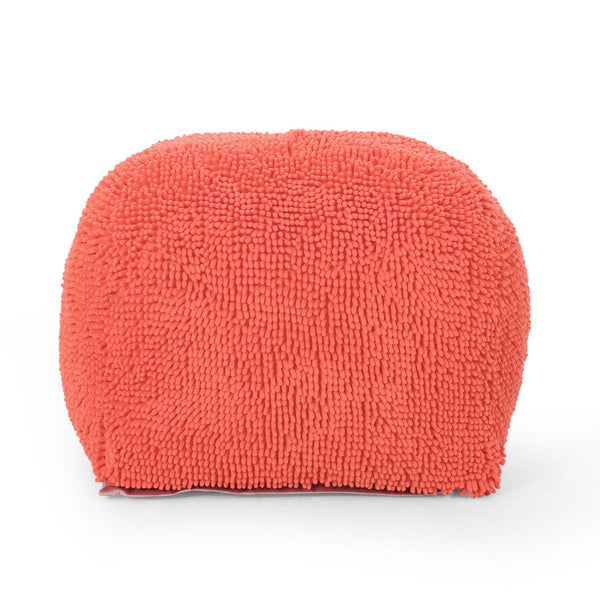 English Elm Spongy Microfiber Square Pouf with Plush Chenille Feel, 20" Cozy Seat, Polystyrene Fill, Durable Coral B181P162850
