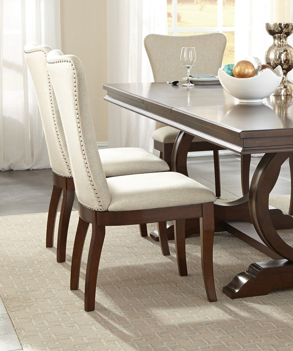 English Elm Modern Traditional 5 Piece Dining Set with Extension Leaf and Upholstered Chairs Cherry B011S00828
