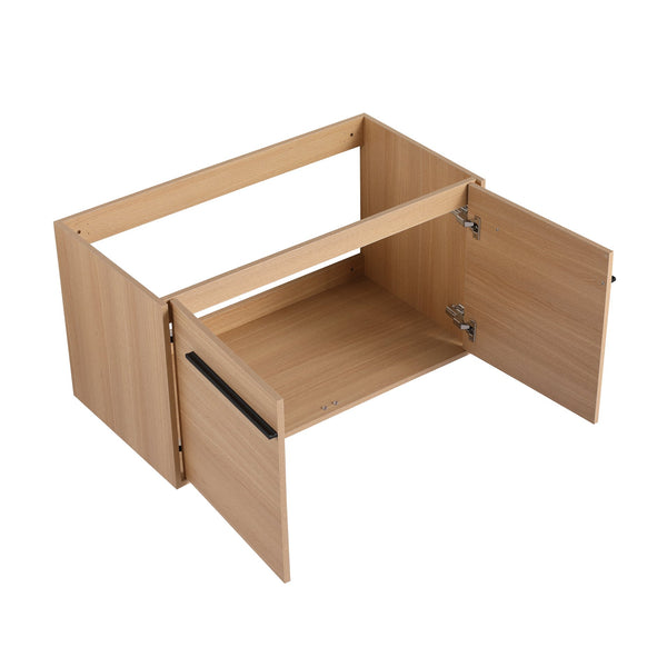 English Elm Levistar 36 Inch Oak Bathroom Vanity With Resin Sink – Stylish Storage & Easy Maintenance Cabinet Set W1972P165045