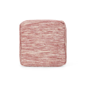 English Elm Enigma Red and White Cotton Square Pouf Ottoman – 16" Floor Cushion, Polystyrene-Filled, 200lb Capacity B181P162906