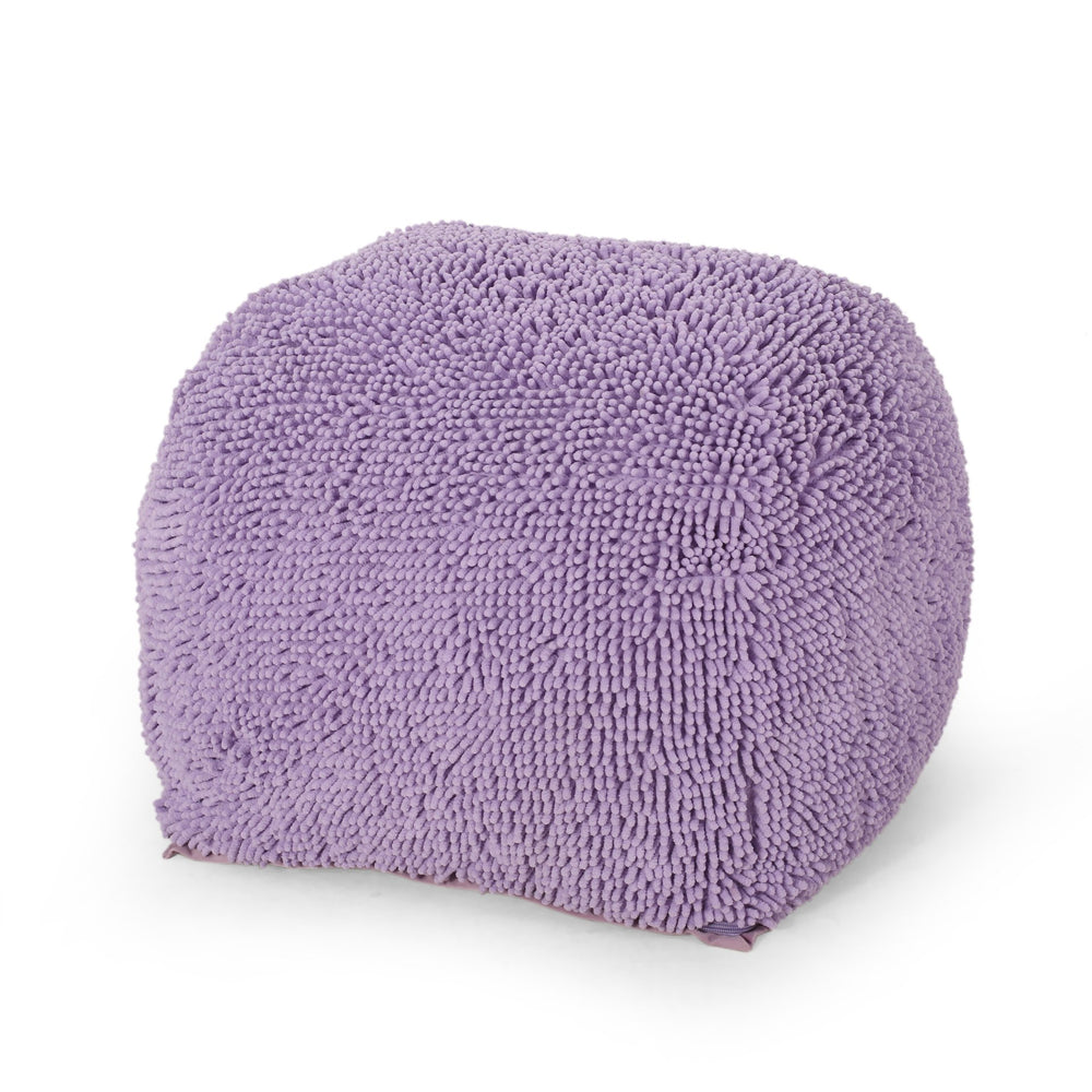 English Elm Spongy Microfiber Square Pouf with Plush Chenille Feel, 20" Cozy Seat, Polystyrene Fill, Durable Lavender B181P162852