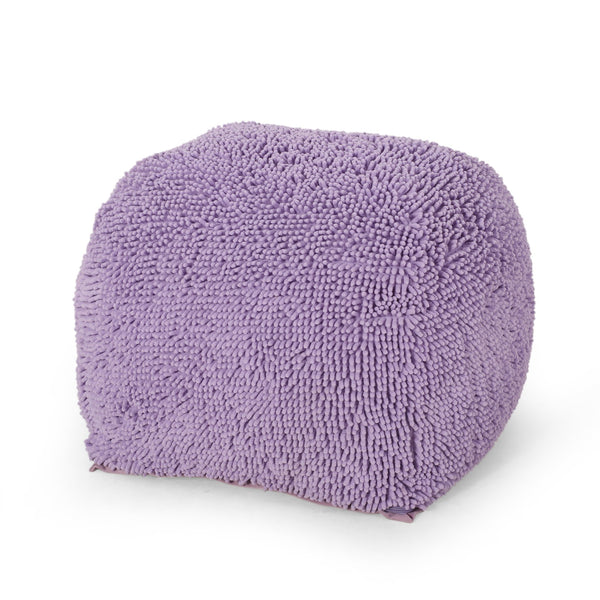 English Elm Spongy Microfiber Square Pouf with Plush Chenille Feel, 20" Cozy Seat, Polystyrene Fill, Durable Lavender B181P162852