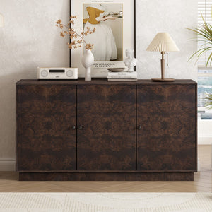 English Elm U-Style Wood Pattern Storage Cabinet With 3 Doors, Suitable For Hallway, Entryway and Living Rooms.