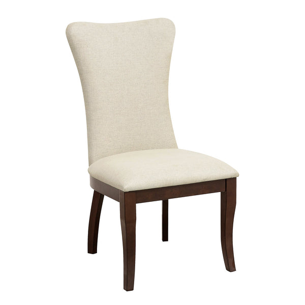English Elm Modern Off-White Upholstered Side Chairs Set of 2 with Nailhead Trim, Dark Cherry Legs, Elegant Dining Seating B011P168820