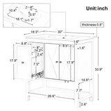 English Elm 30" Bathroom Vanity With Sink Top, Bathroom Vanity Cabinet With Two Doors and One Drawer, Mdf Boards, Solid Wood, One Package, White