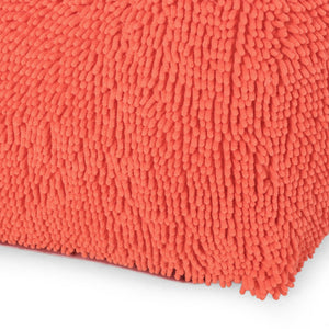 English Elm Spongy Microfiber Square Pouf with Plush Chenille Feel, 20" Cozy Seat, Polystyrene Fill, Durable Coral B181P162850