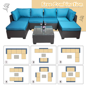 English Elm Outdoor 7-Piece Pe Rattan Patio Furniture Set With Cushions - Stylish, Durable & Weather-Resistant! W213S00042