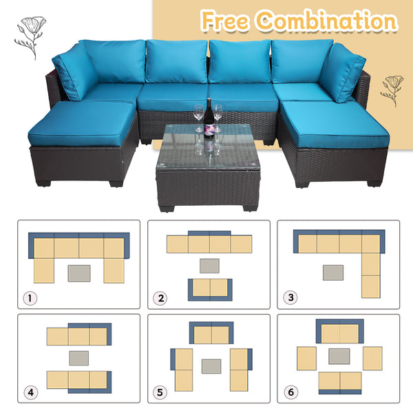 English Elm Outdoor 7-Piece Pe Rattan Patio Furniture Set With Cushions - Stylish, Durable & Weather-Resistant! W213S00042