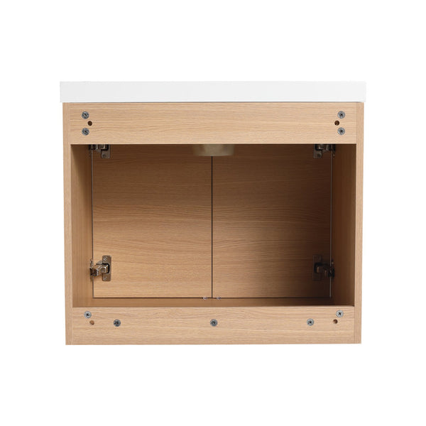 English Elm Levistar 24" Oak Bathroom Vanity With Durable Resin Sink & Smart Storage, Perfect For Small Spaces W1972P165042