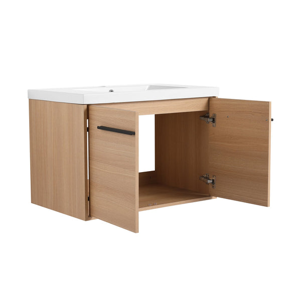 English Elm Levistar 30-Inch Oak Bathroom Vanity With Resin Sink - Modern Storage Cabinet For Small Spaces W1972P165043