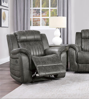English Elm Classic Brownish Gray Recliner Chair with Pillow-Top Arms, Vertical Tufting, Pull-Tab Recline for Plush Comfort and Transitional Style B011P168816